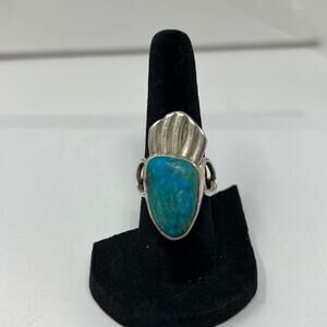 Vintage Sterling Silver (no markings) Navajo Turquoise Statement Ring Size 7